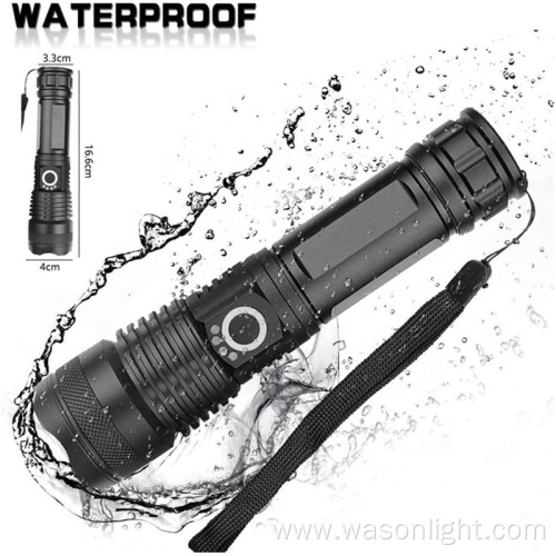 1000 Lumens Rechargeable Tactical Flashlight Water Resistant XHP50 Zoomable Super Bright Outdoor Torch Light With Power Display